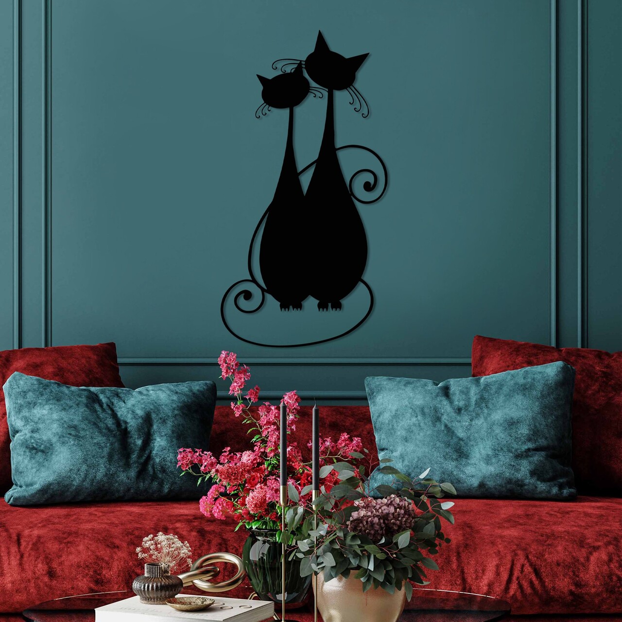 Decoratiune de perete, Cat 10, 30 x 60 cm, Negru - view 2