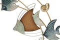Decoratiune de perete Dory, Mauro Ferretti, 61x86 cm, fier/MDF, multicolor