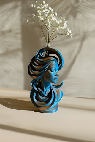 Vaza, Mercure, 13x9x22 cm, Albastru deschis