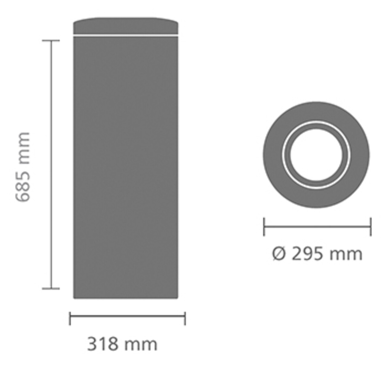 Cos de gunoi, Brabantia, Matt Steel, 30 L, 31.8x29.5x68.5 cm, otel, cu protectie impotriva incendiilor, argintiu