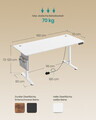 Birou electric cu inaltime reglabila, Songmics, 160x70x72-120 cm, functie de memorare a 4 inaltimi, alb cloud