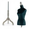 Cuier manechin Rhombus, Gift Decor, 41 x 39 x 165 cm, lemn/catifea, verde