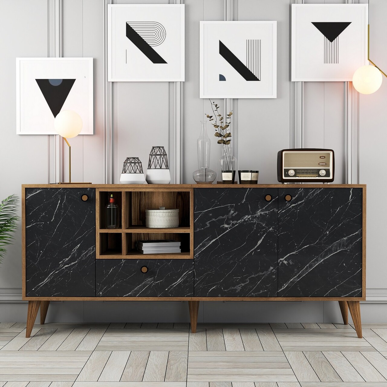 Consola, Hommy Craft, Napoli, 180x81x35 cm, PAL, Nuc negru - 1 | YEO