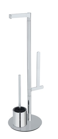 Suport hartie igienica si perie toaleta, Wenko, Polvano, 29 x 79 x 25 cm, inox/silicon, gri Accesorii baie & seturi de baie