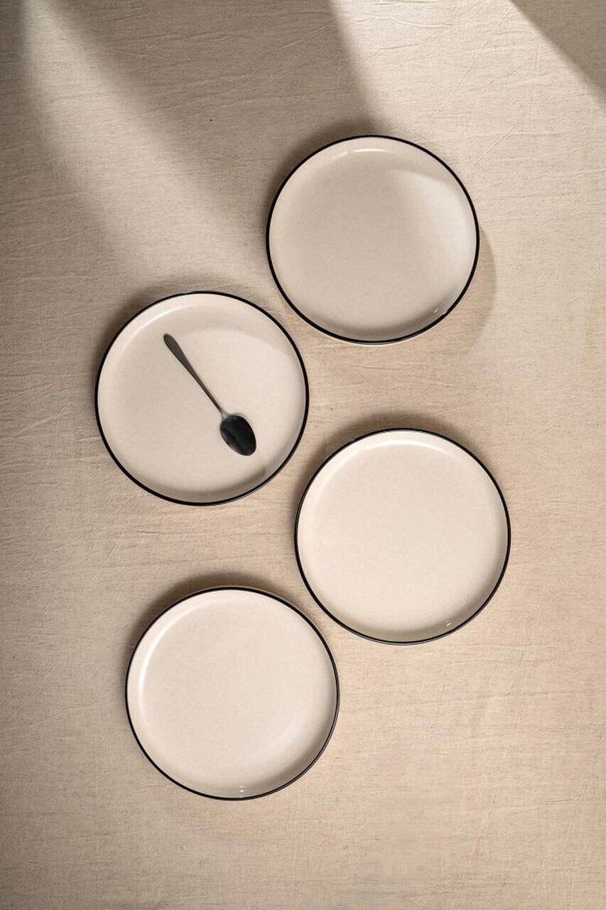 Set 4 cani Azra, Homla, 300 ml, ceramica, bej/negru - view 6