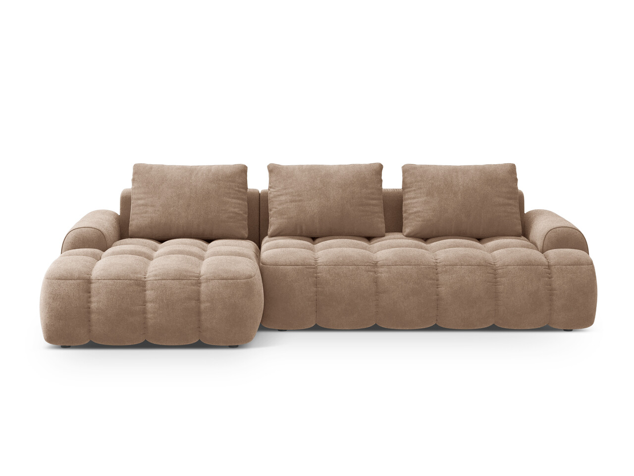 Coltar extensibil stanga 3 locuri, Linz, Cosmopolitan Design, 275x142x84 cm, catifea, bej inchis