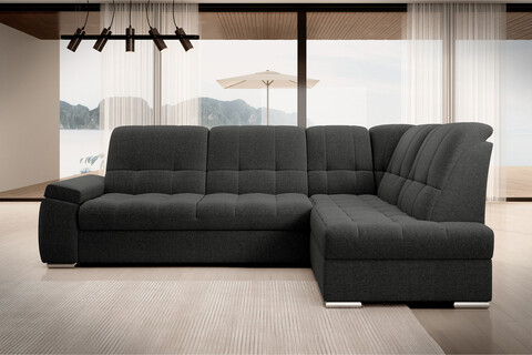 Coltar extensibil dreapta 3 locuri ELTAP, RT-04FL, Sado, 272x192x95 cm, lemn/poliester, gri inchis