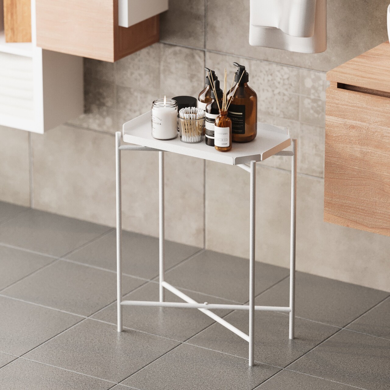 Masuta de cafea, Cerritos, Shb-009-B, 26x56x40 cm, Metal, Alb - 1 | YEO