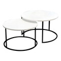 Set 2 masute de cafea Solme, Pakoworld, 75x75x45 cm/60x60x40 cm, PAL/metal, alb/negru