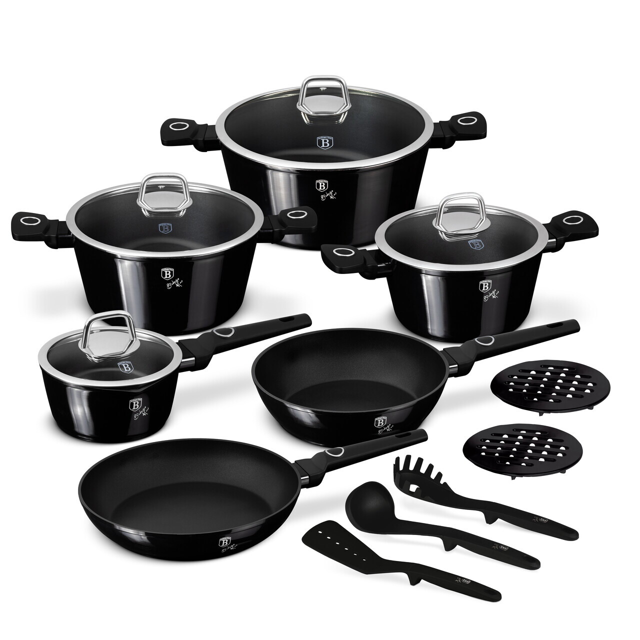 Set pentru gatit Berlinger Haus, Black Vantage, 15 piese, aluminiu forjat, negru lucios - imagine 2