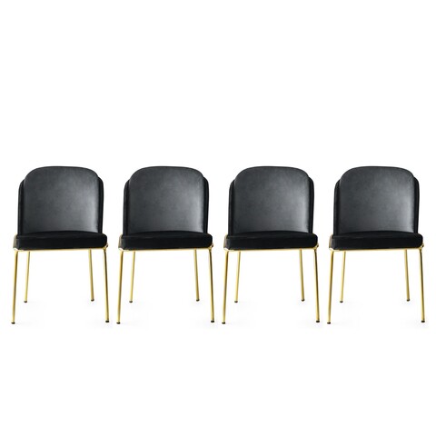 Set 4 scaune, Nmobb, Dore 101, 54 x 86 x 55 cm, metal/pal, negru/auriu 101