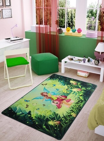 Covor Fairy Song – Green, Confetti, 100×150 cm, poliamida, multicolor