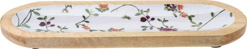 Platou adanc Flower, 38x13x2 cm, lemn, multicolor