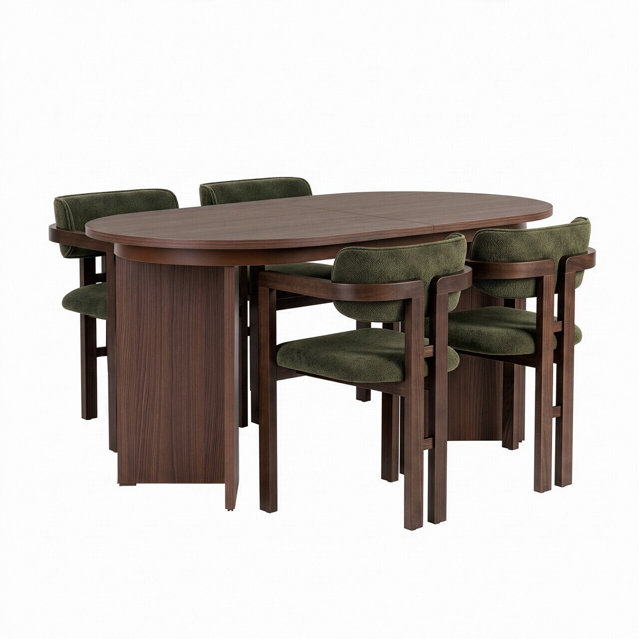 Set masa extensibila si scaune (5 piese), Nordure, Aleria 4, Nuc Milano / Nuc Închis / Verde — imaginea 6