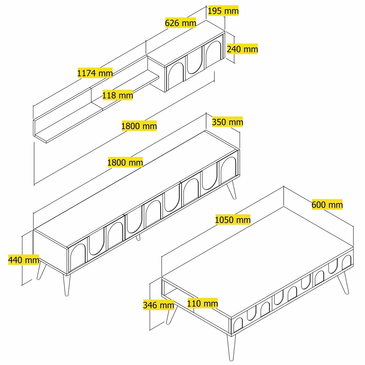 Set mobilier living, Hommy Craft, Lyon 3, PAL, Atlas / Nuc