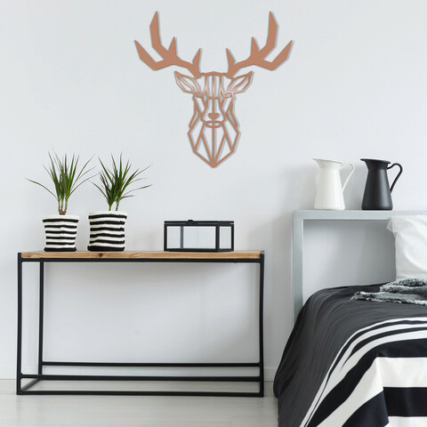 Decoratiune de perete, deer2, metal, dimensiune: 51 x 51 cm, cupru
