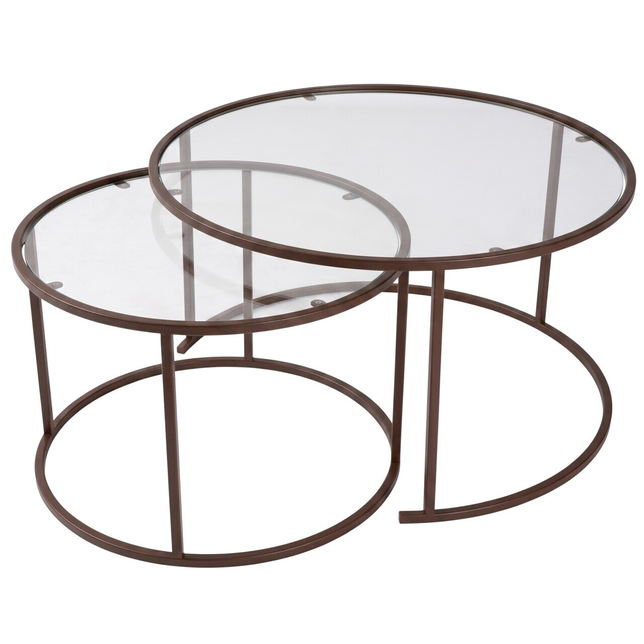 Set masute de cafea, Hanah Home, Brown-Trs-80-60-Nrd-Srk, Sticla temperata, Maro — imaginea 4