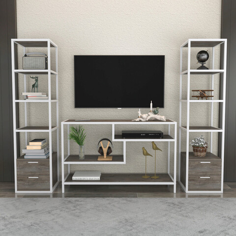 Comoda TV, Retricy, Robbins, 198x39x160 cm, PAL, Alb / Wenge mezoni.ro