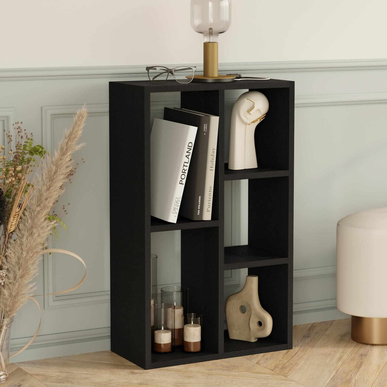 Corp biblioteca Hanah Home Monaco 49x81x23.5 cm PAL Negru