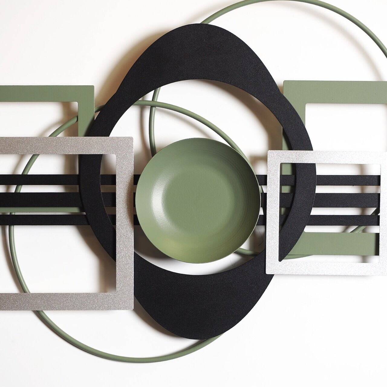 Decoratiune de perete, APT754SGSG, Dimensiuni: 41 x 99 cm, Negru / Verde / Argintiu — imaginea 3