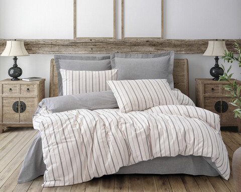 Lenjerie de pat dubla, Unus - Grey, Cotton Box, 50% bumbac / 50% poliester