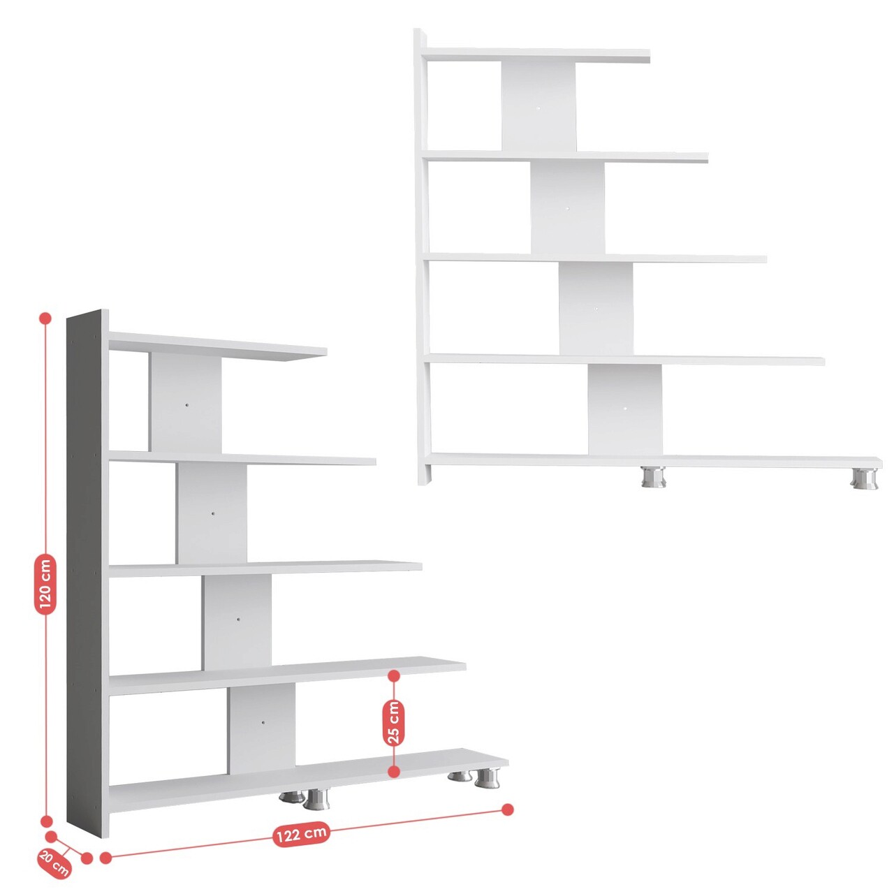 Corp biblioteca, Elegance, Reward, 122x120x20 cm, Alb