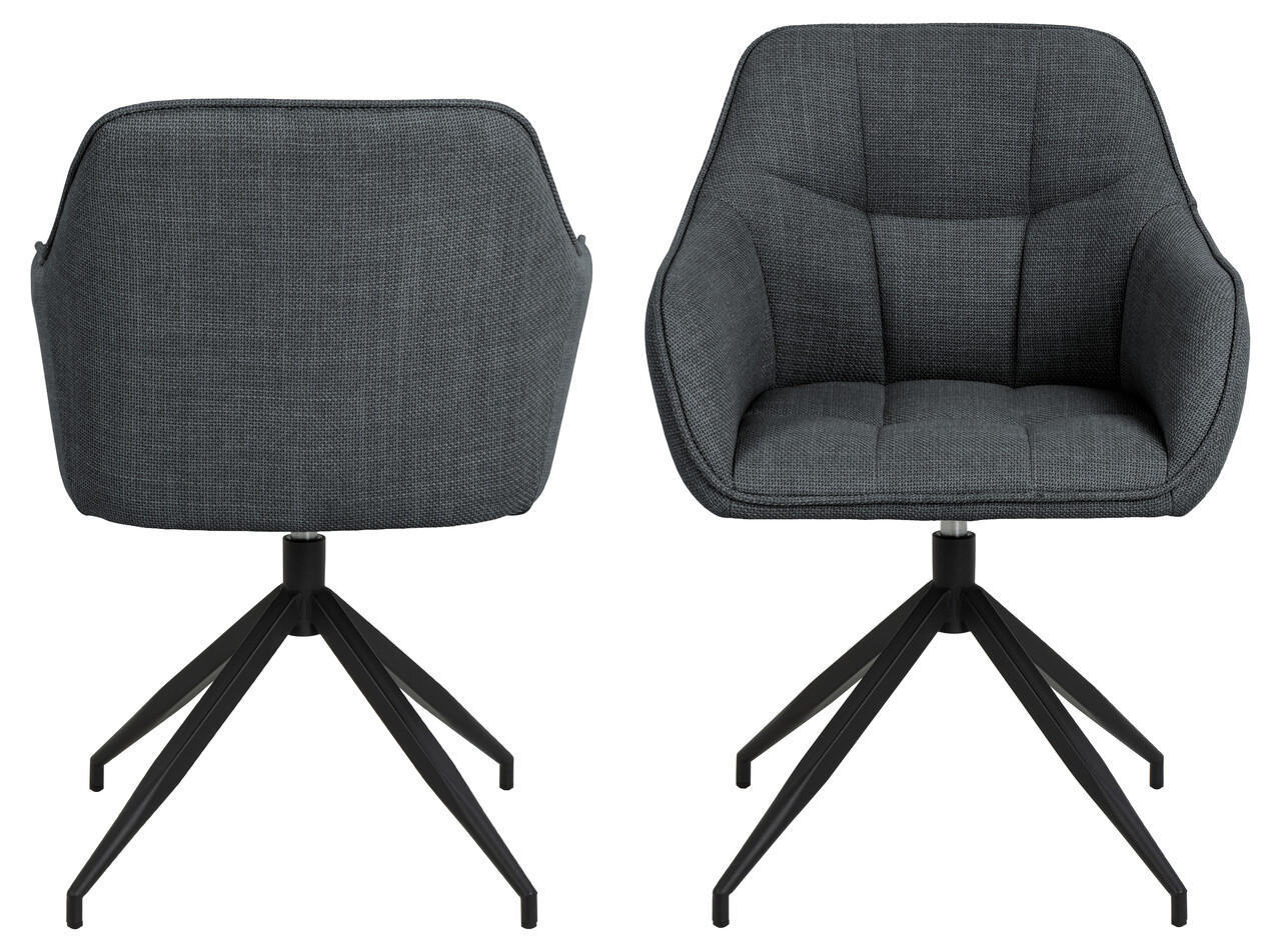 Scaun Brenda, Actona, 58x54.5x84.5 cm, rotativ, tesatura structurata/otel, gri inchis - view 6