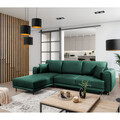 Coltar extensibil stanga 4 locuri ELTAP, LT-35NU, Dalia, 289x190x95 cm, lemn/poliester, verde inchis