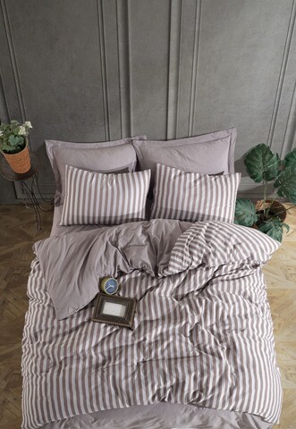 Lenjerie de pat dubla, Road Potlu - Brown, EnLora Home, 70% bumbac/30% poliester