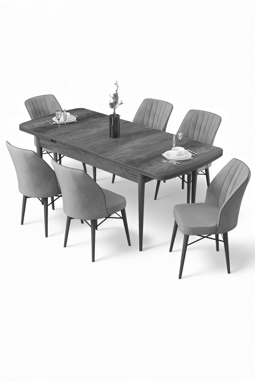 Set masa extensibila si scaune, Hanah Home, Uzi, Baroc / Cappuccino - view 2