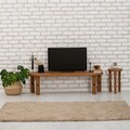 Comoda TV, Neostill, Ida, 140x40x35 cm, Lemn masiv, Castan