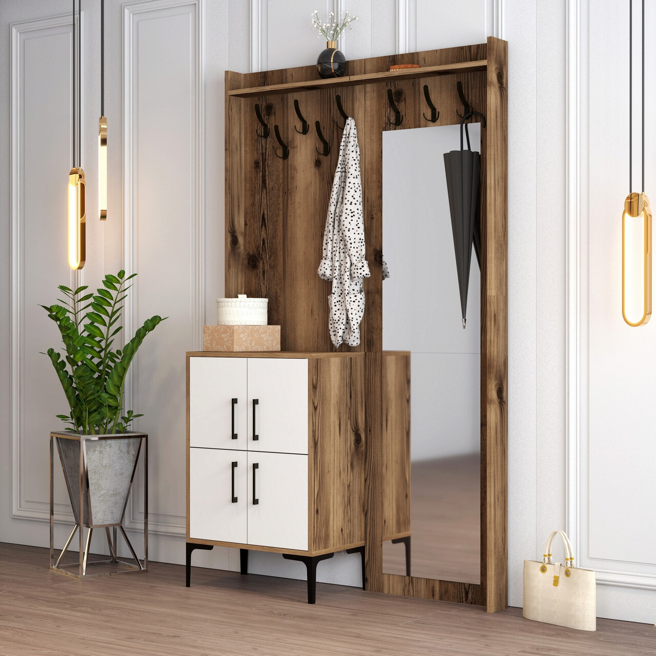 Cuier de perete, Hommy Craft, Berlin BC, 120x200x35 cm, Nuc/Alb - 1 | YEO