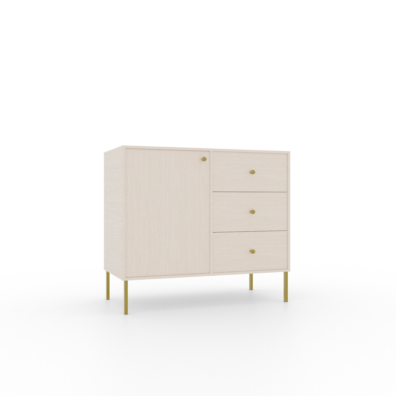Comoda ADRK, Tili 1D 3S, 83.6x40.8x73.9 cm, PAL laminat, bej — imaginea 2