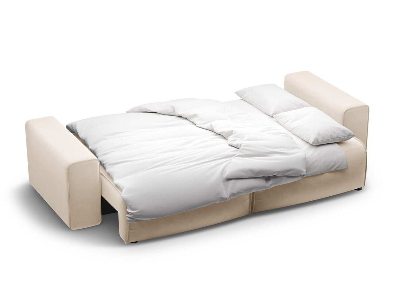 Canapea extensibila 3 locuri, Victor, Micadoni Home, 246x100x83 cm, catifea, nude — imaginea 6