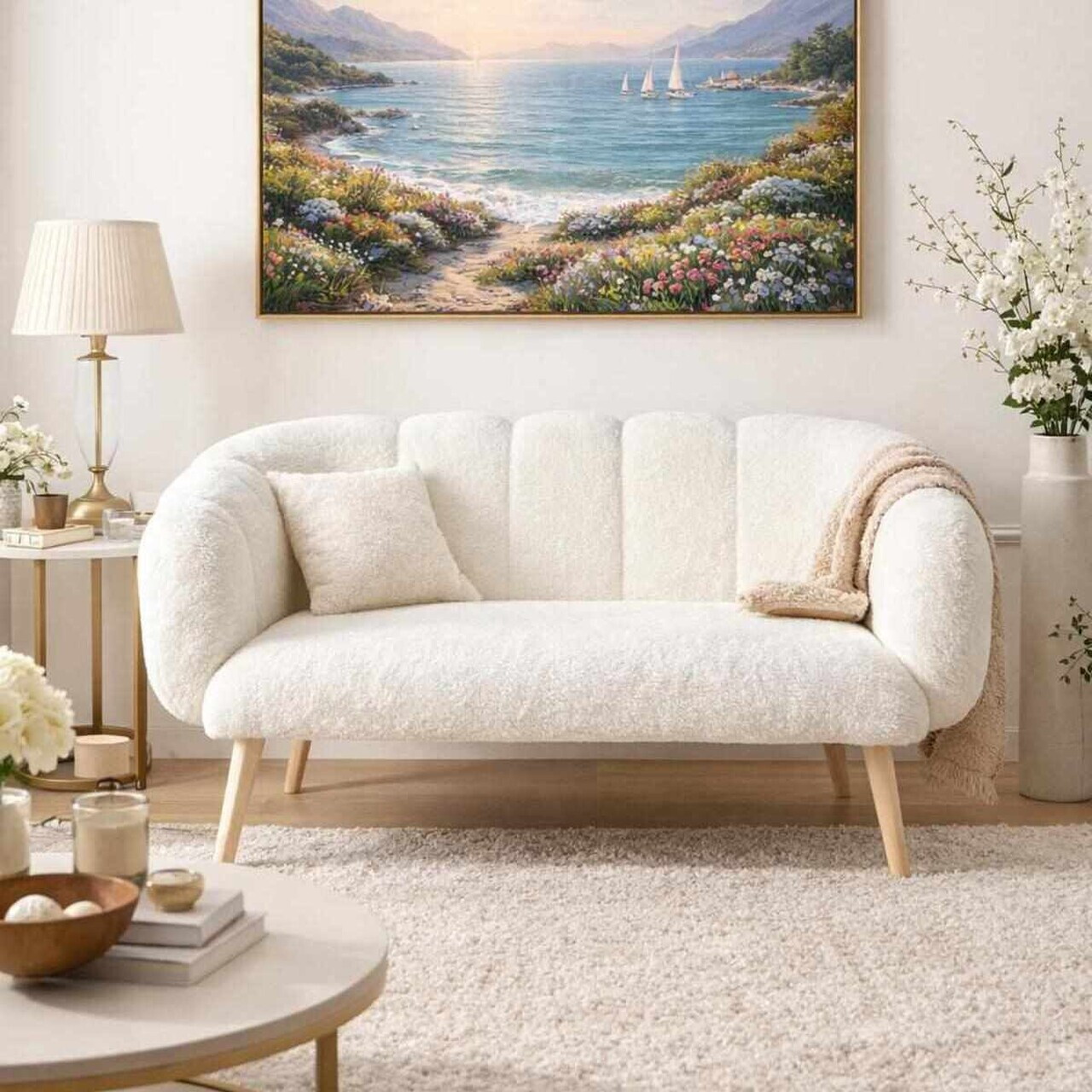 Canapea 2 locuri, Atelier del Sofa, 251BLS1153, PAL, Alb — imaginea 2