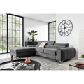 Coltar extensibil stanga 3 locuri ELTAP, LT-03NU, Grayson, 278x205x92 cm, lemn/poliester, gri