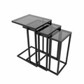 Set masute 3 piese, Hanah Home, Mira, Negru / Fume