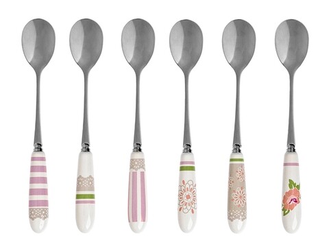 Set 6 lingurite Peonia, Brandani, 14 cm, inox/ceramica