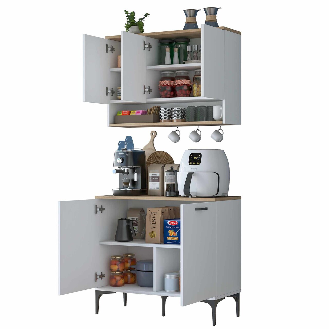 Dulap multifunctional, Hanah Home, JE271, 90.2x140.4x40 cm, Alb/Maro — imaginea 7