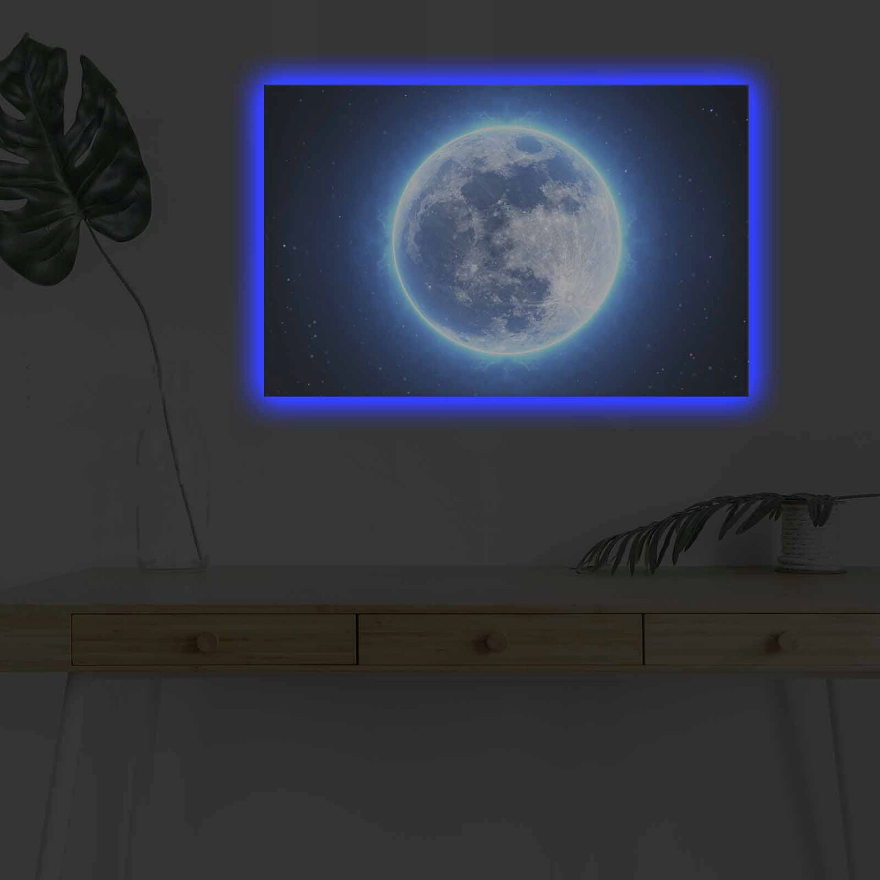 Tablou Decorativ Cu Lumina LED, NASA-023, Canvas, Dimensiune: 45 X 70 Cm, Multicolor