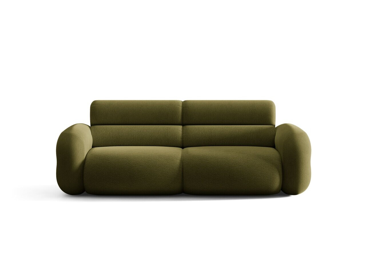 Canapea 3 locuri, Neo, Micadoni Home, 220x100x83 cm, tesatura Boucle, verde oliv inchis