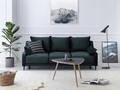 Canapea extensibila, Freesia, Mazzini Sofas, 3 locuri, cu lada de depozitare, 215x94x90 cm, catifea, albastru petrol