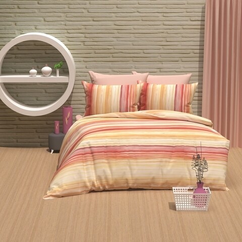 Lenjerie de pat dubla Gradient, Majoli Home Collection, 4 piese, 200x220 cm, 100% bumbac ranforce, potocaliu/galben