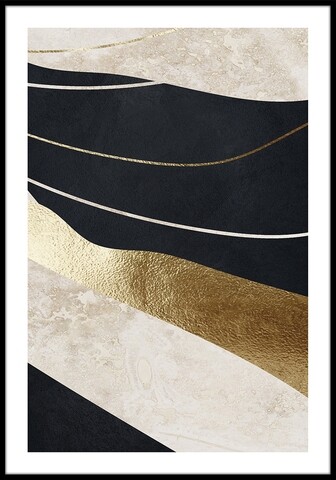Tablou, Styler, Black & Gold II, 50 x 70 cm, MDF, multicolor BLACK