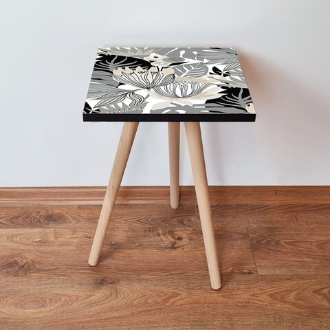Masuta, Leona, Shp213, 35x42x35 cm, Alb / Gri / Negru