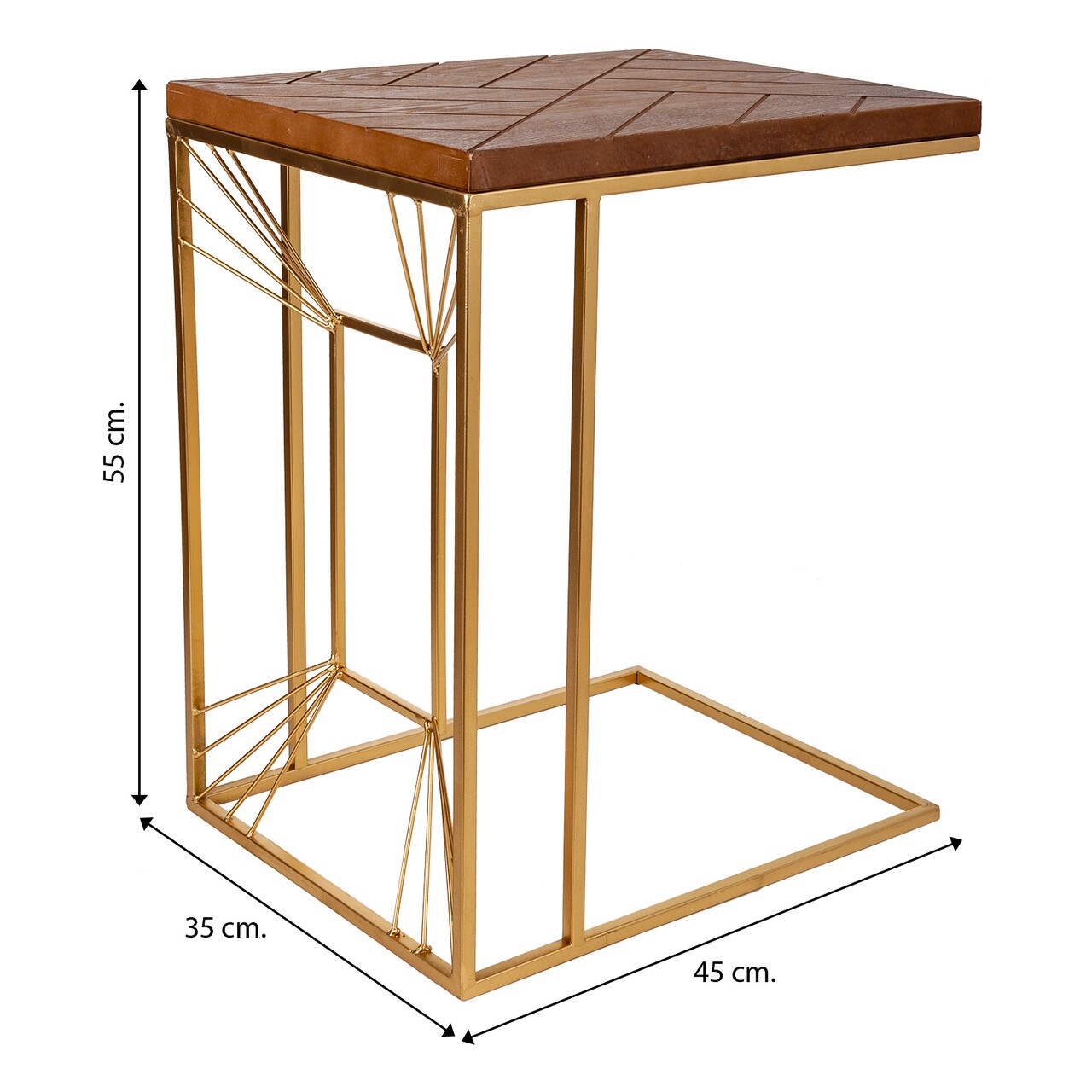 Masuta De Cafea Geometric, Creaciones Meng, 45x35x55 Cm, Lemn De Brad/fier