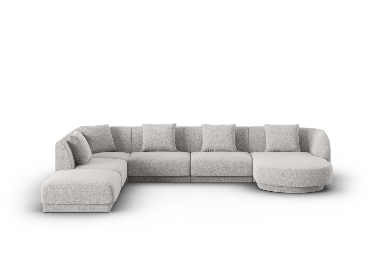 Coltar panoramic stanga 6 locuri, Tulum, Cosmopolitan Design, 330x255x70 cm, tesatura chenille, gri deschis