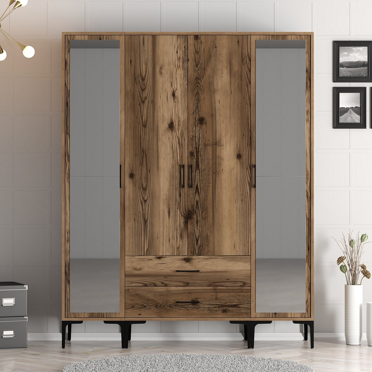 Dulap pentru haine, Hommy Craft, Kumsal RTR, 160x47.5x201.4 cm, PAL, Maro