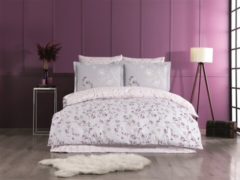 Lenjerie de pat dubla, 4 piese, 200x220 cm, 100% bumbac poplin, hobby, jardin, mov