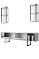 Comoda TV, Bexley, Chrome Line, 180x30x48 cm, PAL, Alb/Negru